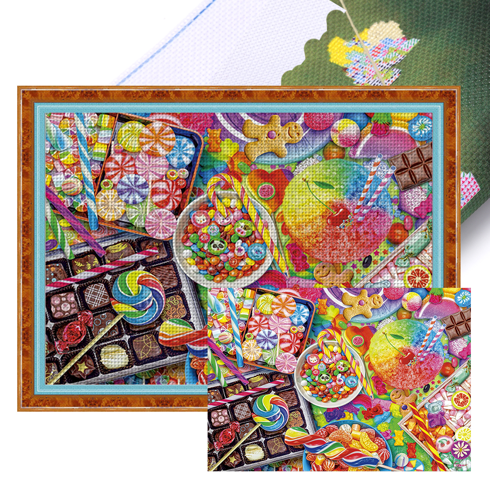 Candy World Full 11CT Pre-stamped Canvas(71*55cm) Silk Cross Stitch
