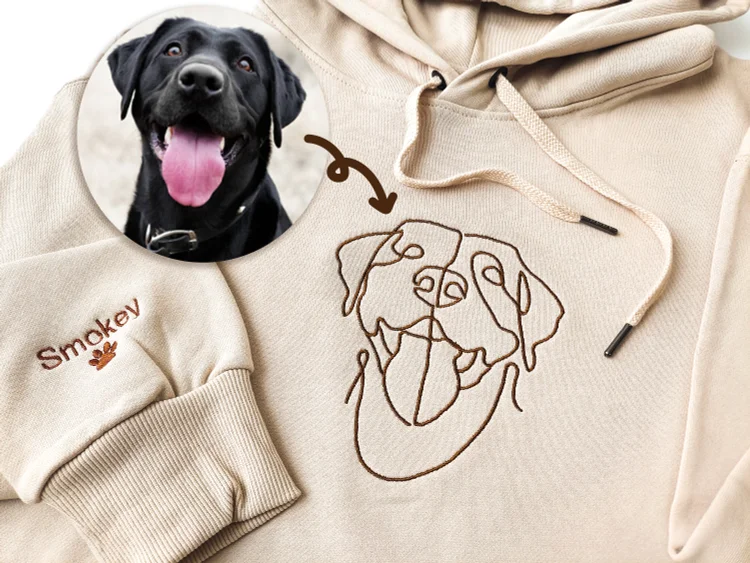 Custom Embroidered Pets Hoodie,Personalised one-line Pet Sweatshirt