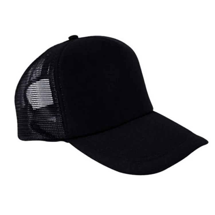 Black Mens Unisex Ladies Women Baseball Mesh Cap Rapper Trucker Snapback Hat Summer Breathable Sun Hat
