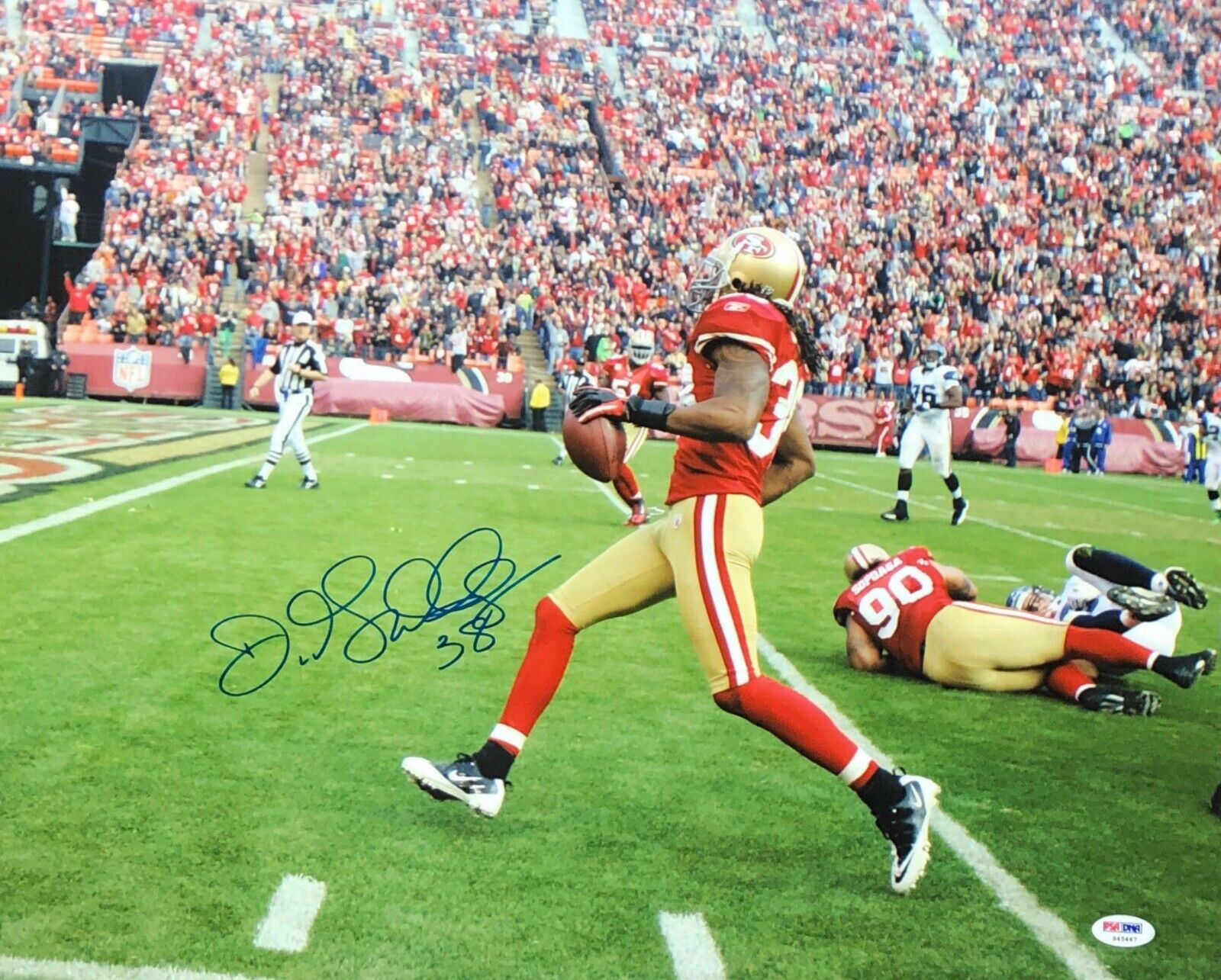 Dashon Goldson Signed San Francisco 49ers Football 16x20 Photo Poster painting PSA S45467