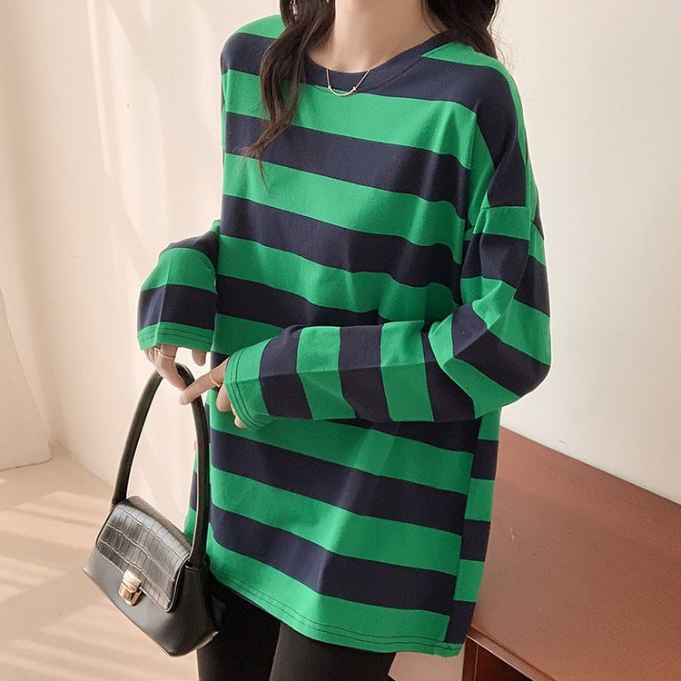 Long Sleeve Casual Cotton Stripes Shirts & Tops