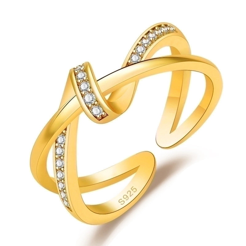 Minimalist Solid Color Copper Plating Inlay Artificial Diamond Rings 1 Piece