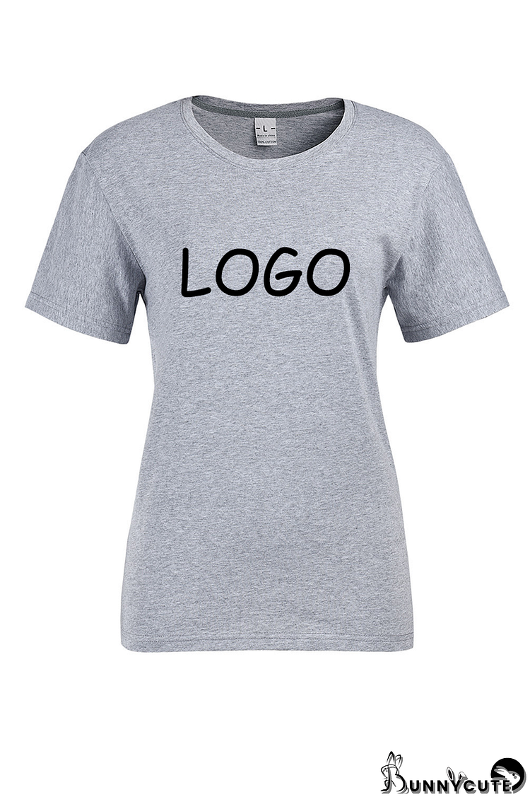 Grey High-quality custom t-shirt printing short sleeve women's T-shirt cotton T-shirt, to order