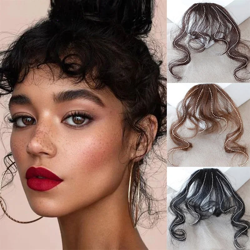 Clip-in curly hair air bangs