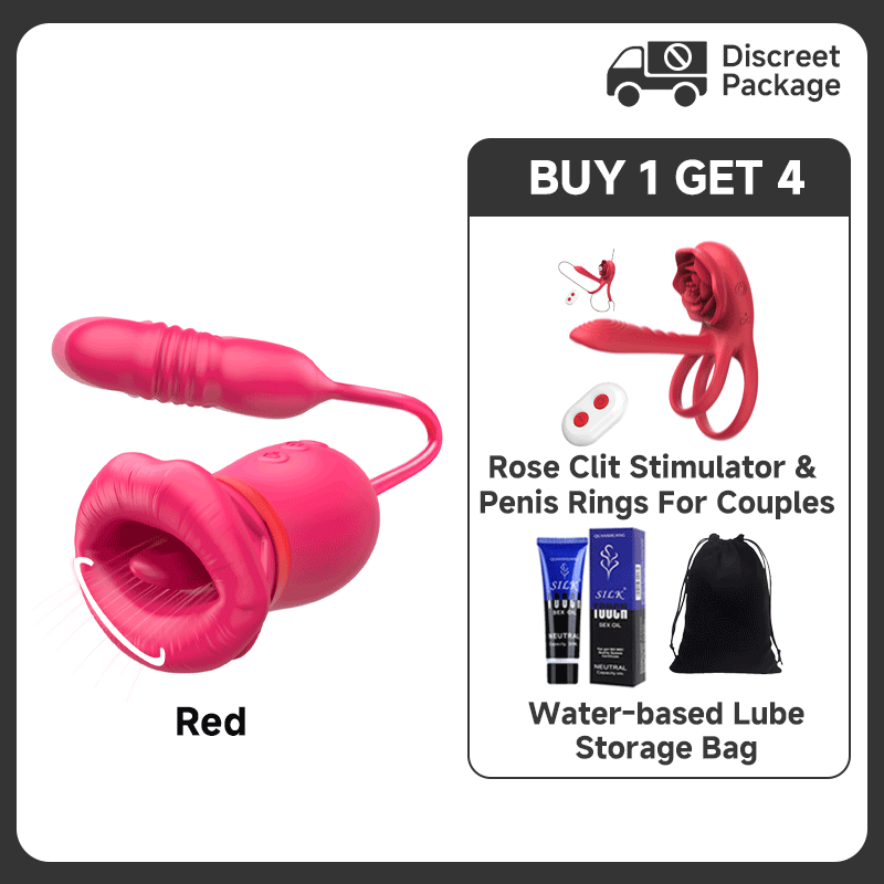 Rose Big Mouth Vibrator with 10 Modes of Oral Sucking and Thrusting G-spot Stimulation