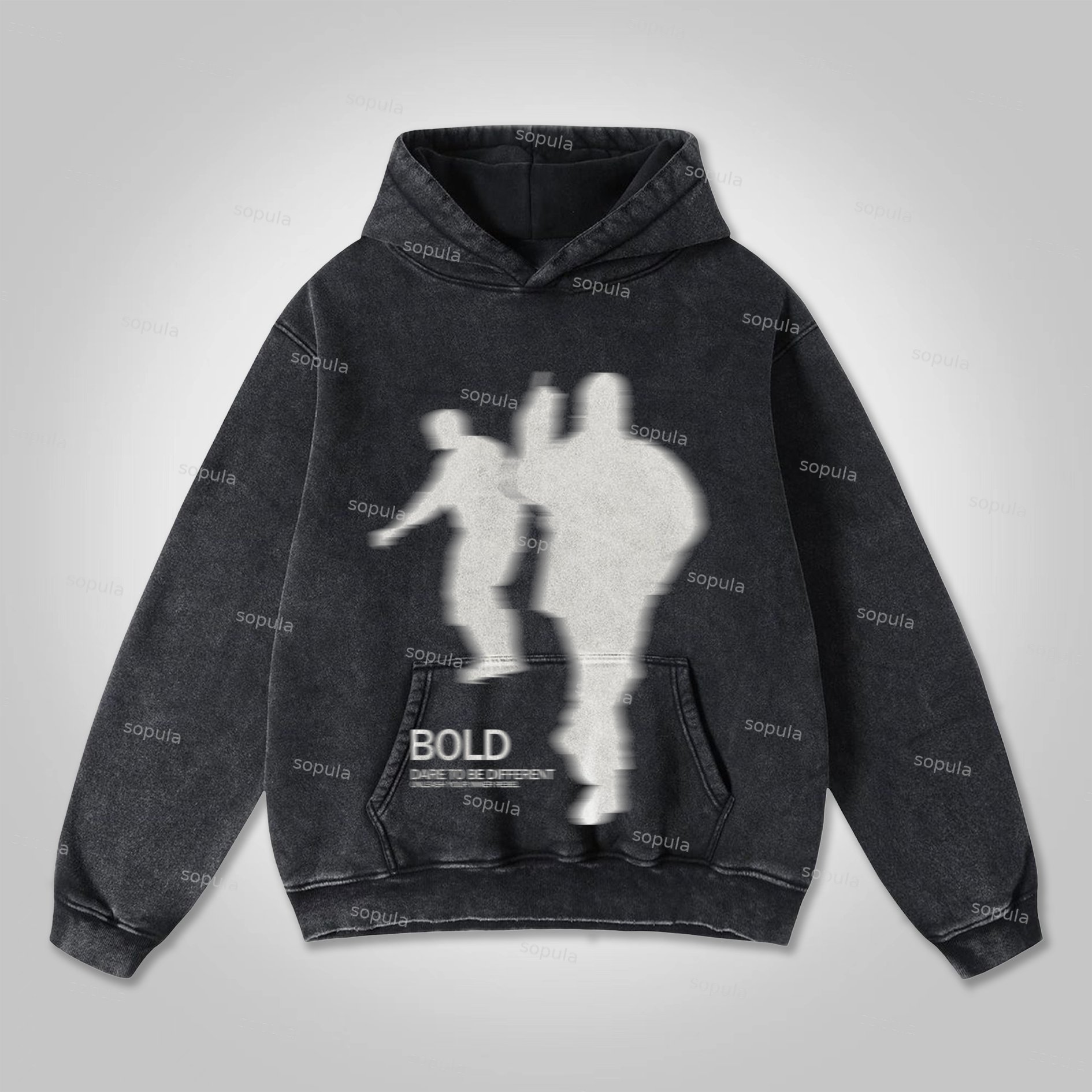 Sopula Vintage Street Portrait Graphic Print Washed Hoodie - SOPULA