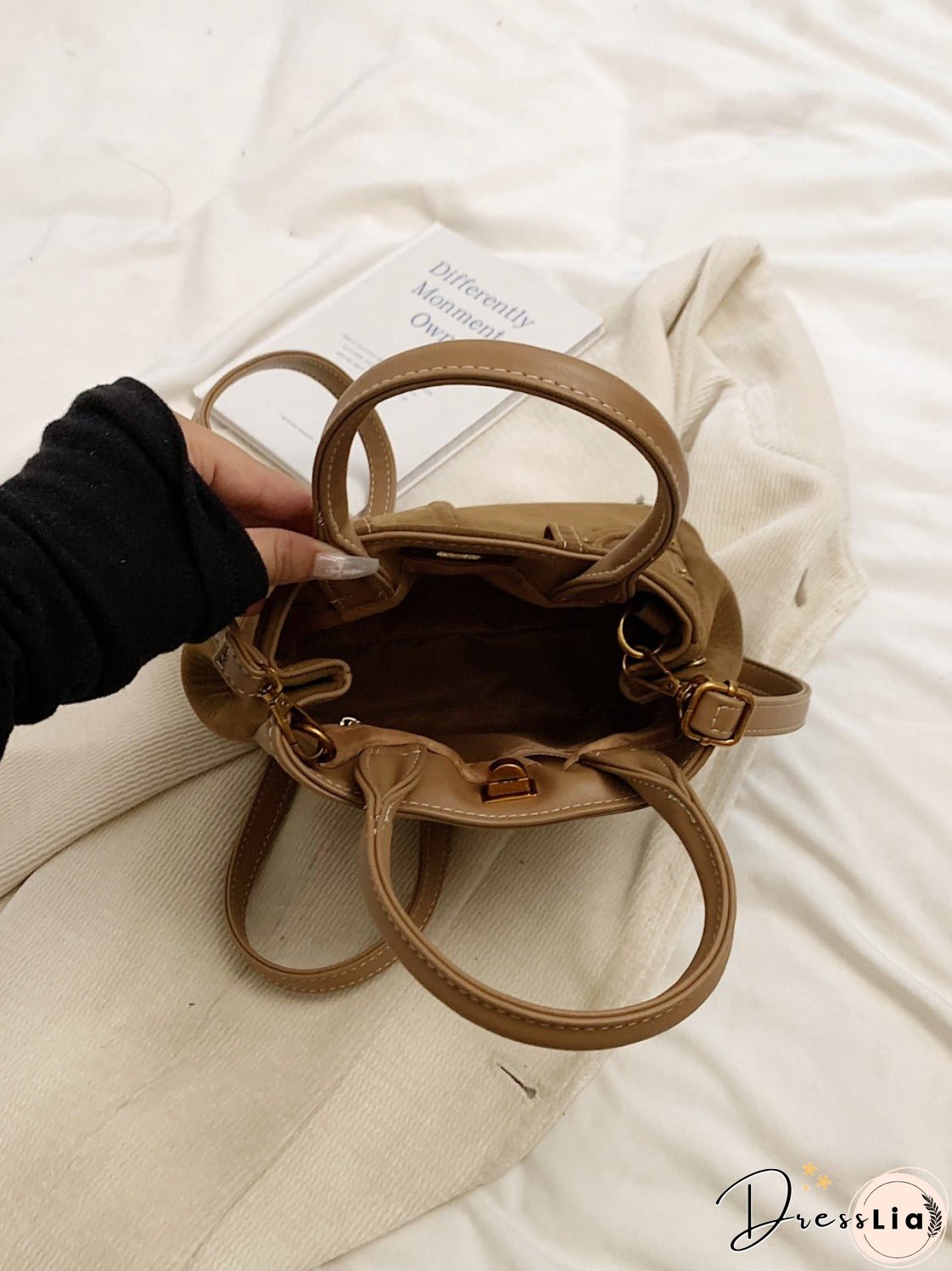 Suede Adjustable Strap Double-Use Handbag