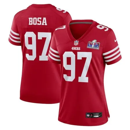 Women's San Francisco 49ers #97 Nick Bosa  Scarlet Super Bowl LVIII Game Jersey