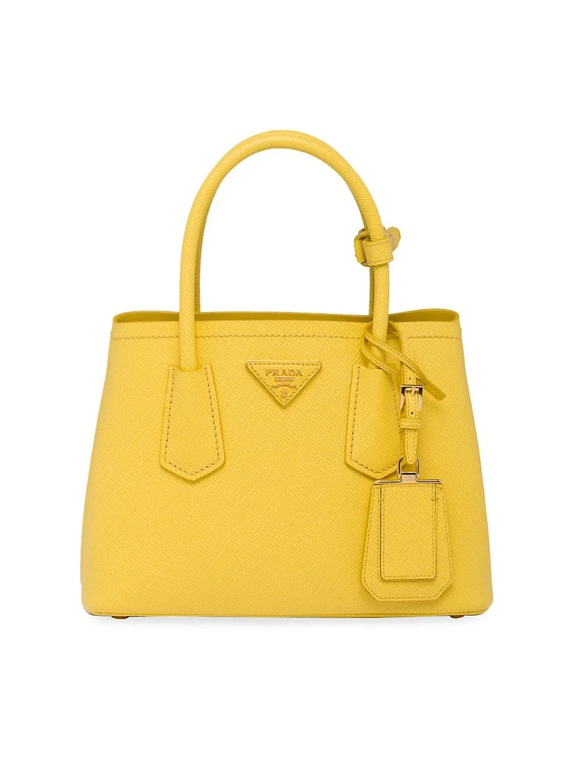 Prada Double Saffiano Leather Mini Bag yellow