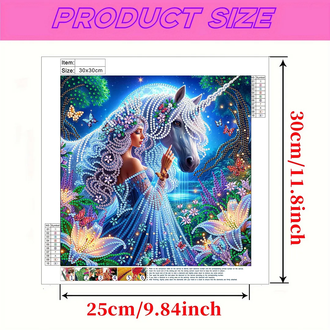 Unicorn Beauty - Diamond Painting - Partial Special Shaped Drill(Canvas|30*30cm)