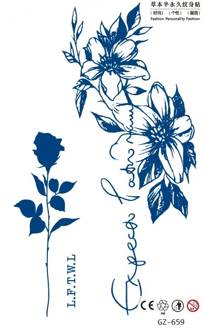 Temporary Tattoo Sticker Skull Wing Flower Cross Juice Ink Lasting Girl Women Chest Neck Hand Finger Fake Small Tatoo Hot Sale