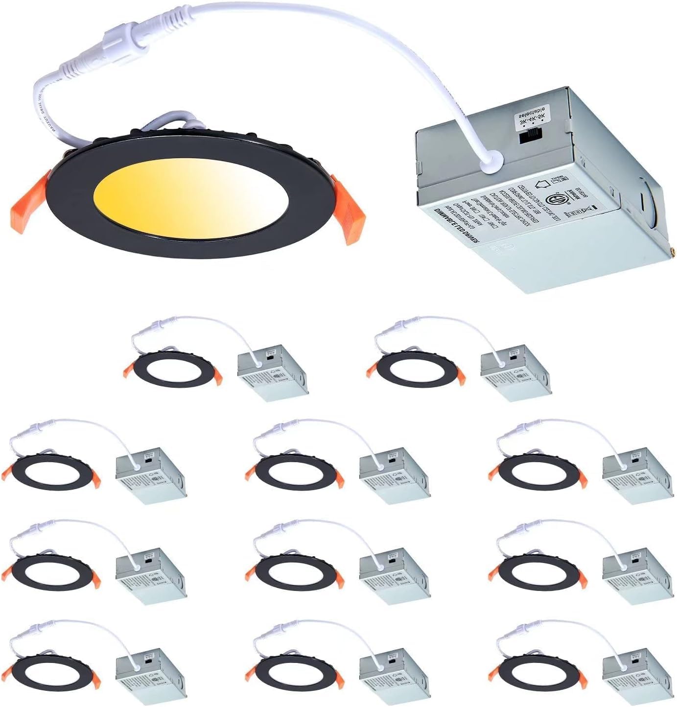 12 Pack Black Recessed Lights 4 Inch Dimmable