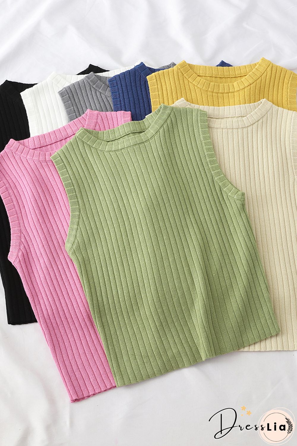 Heliar Plain Pink Knitted Tops Women Tank Tops Strapless Solid Vest For Women Vest Tops Summer Tank Tops