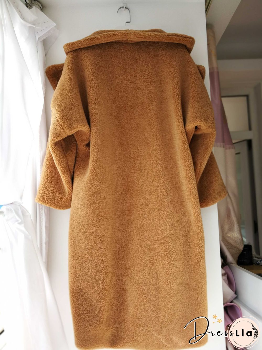 Long Faux Fur Camel Teddy Coat Maxi Jackets