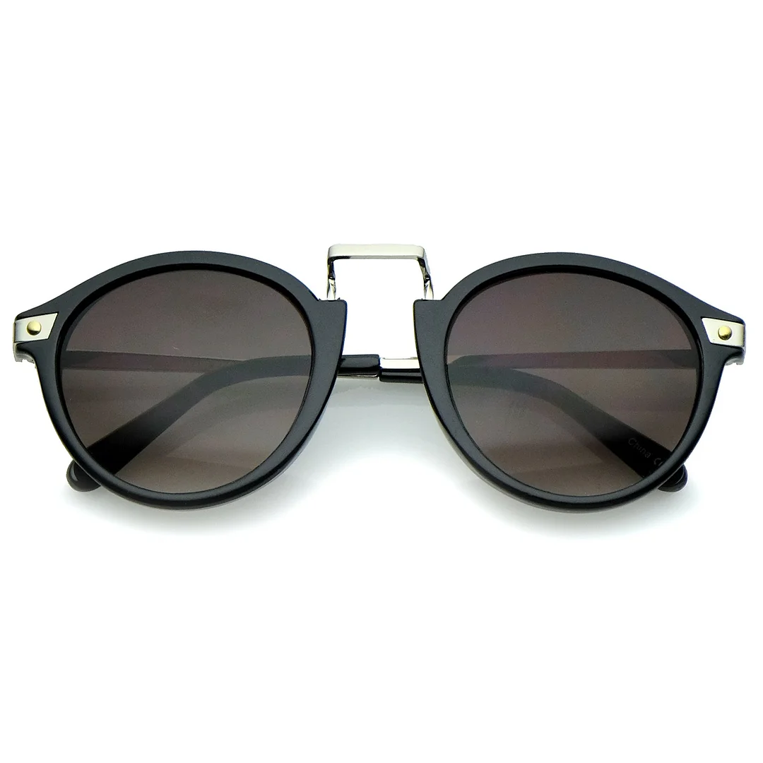 Retro Horn Rimmed Metal Nose Bridge P3 Round glasses 50mm