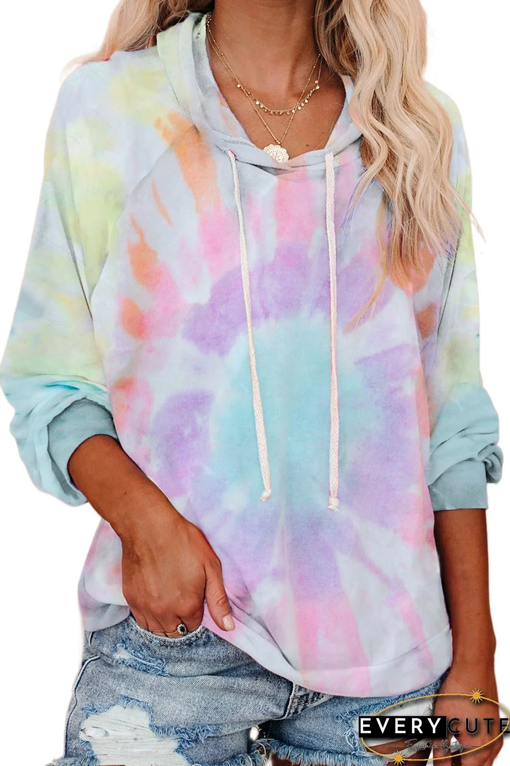 Multicolor Tie-dye Knit Hoodie