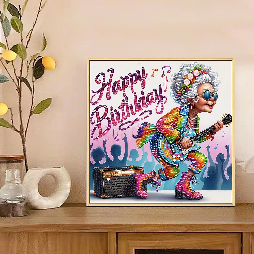 Diamond Painting - Partial Special Shaped Drill - Funny Granny(Canvas|30*30cm)