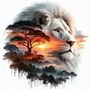 Silhouette Lion-11CT Stamped Cross Stitch 50*50cm/19.69*19.69in