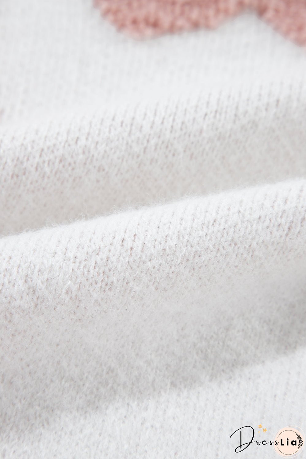 Flower Round Neck Long Sleeve Knit Top