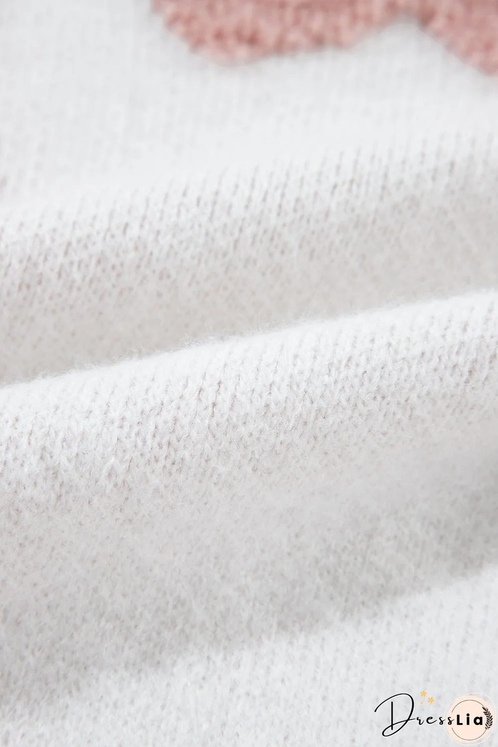 Flower Round Neck Long Sleeve Knit Top