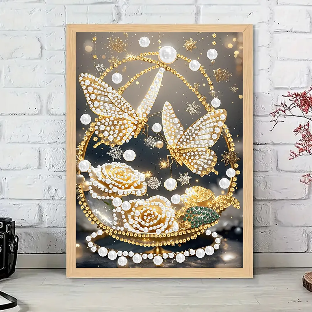 Pearl Painting Kit for Adults Golden Butterfly 11.81x15.75in