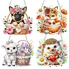 4Pcs Diamond Painting Acrylic Animals Pendant Single Side Drill Home Garden Decor