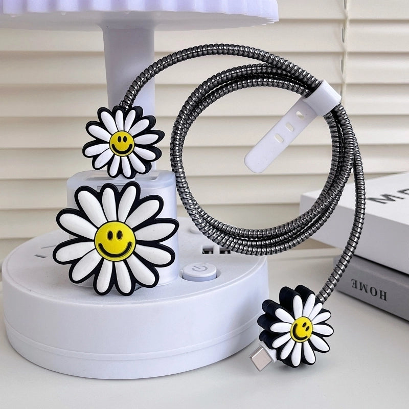 Sunflower Iphone 20w Charger Data Cable Anti-break Protective Cover