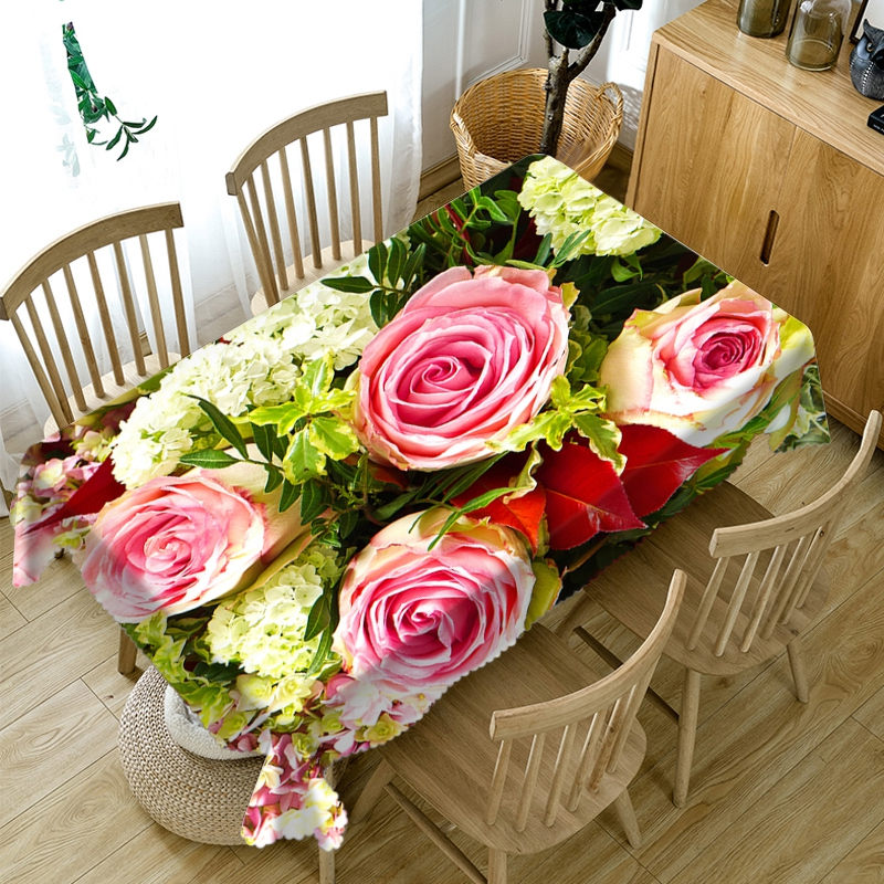 

Blooming Pink Rose - 3D Tablecloth, 140*210cm, 501 Original
