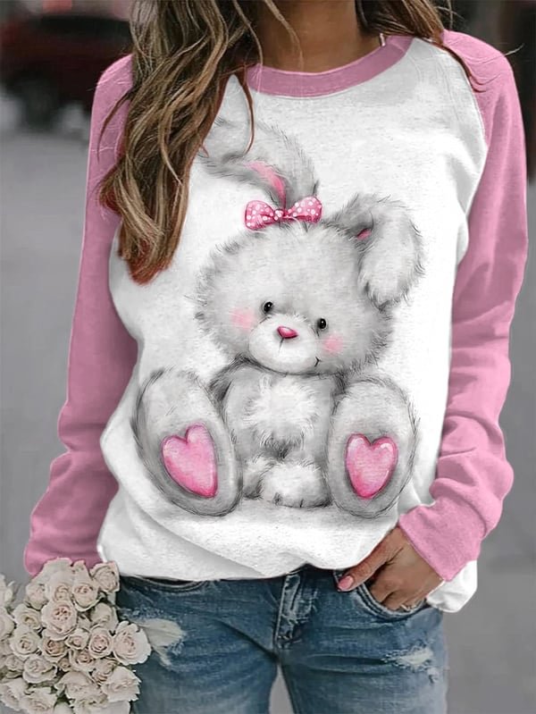 Women's Cute Rabbit Print Sweatshirt