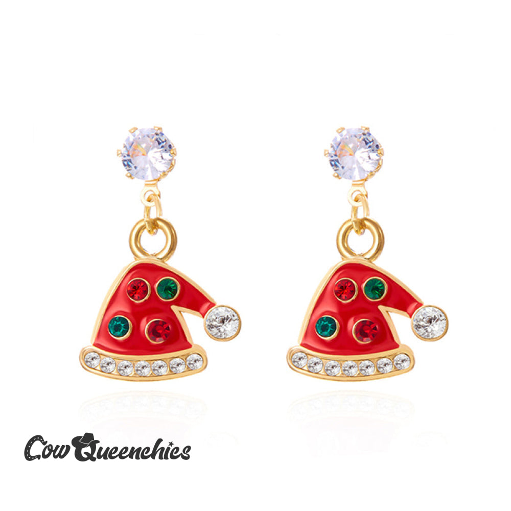 Sparkling Colourful Christmas Tree Earrings Red / One-Size