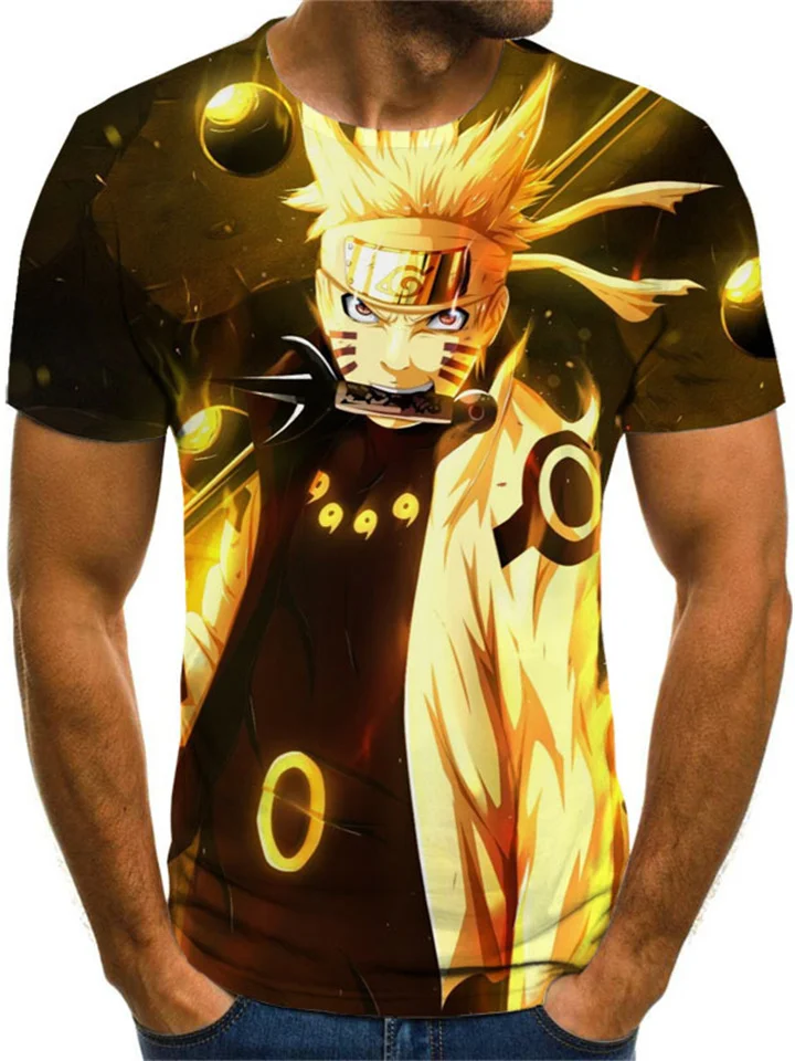 Naruto Anime Around 3D Digital Printing Men's Trendy Casual Short-sleeved Sports 3D T-shirt