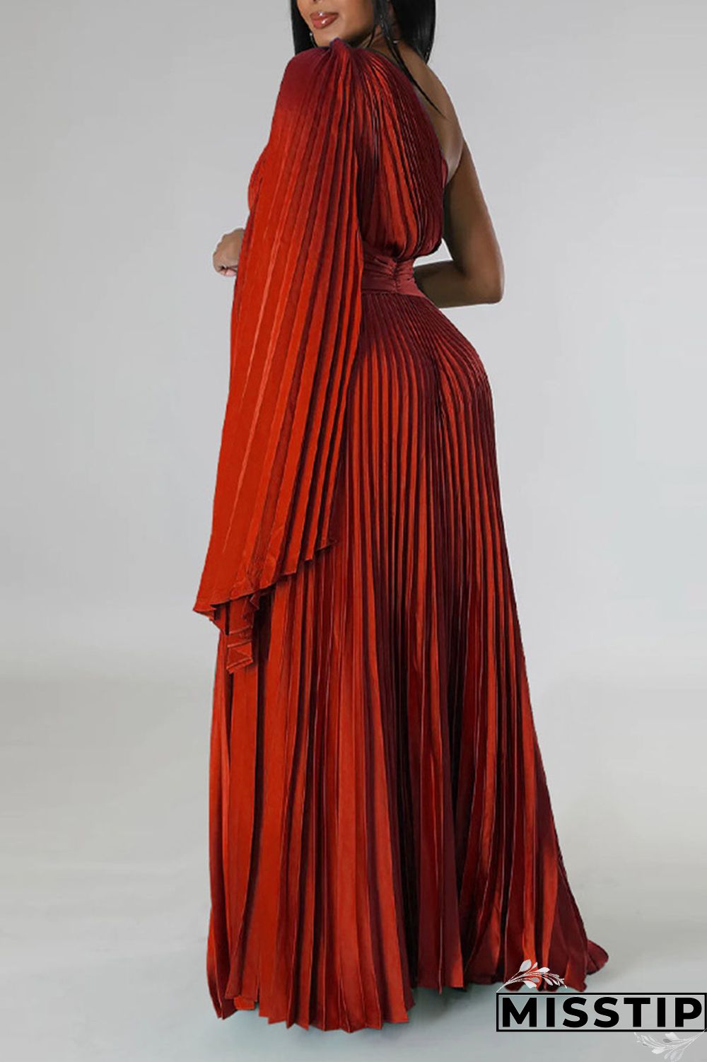 Colorful Blue Elegant Solid Patchwork Fold Oblique Collar Straight Dresses