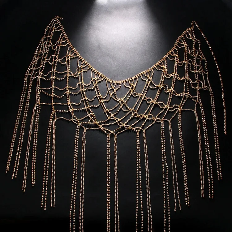 Shiny Mesh Tassel Rhinestone Body Chains Waist Chain Skirt Hip Chain Festival Jewelry Accessories Rave Festival Outift for Women