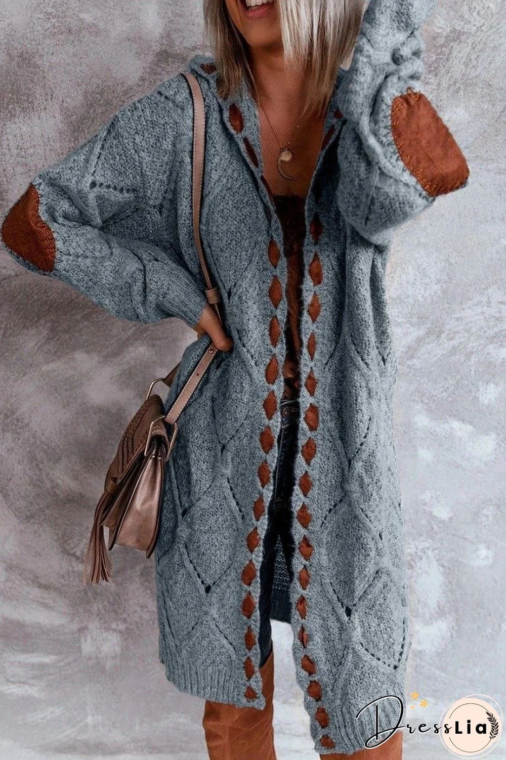 Elegant Hollow Out Braided Long Cardigan Sweater Coat With Hood