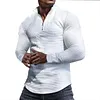 Men's Mini Plaid Sweatshirt Stand Collar Half Zip Long Sleeve Casual Top