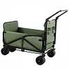 [US Local Warehouse] 2-in-1 Wagons Carts Foldable 440lbs Capacity Folding Chair Cart with All-Terrain Wheels Beach Wagon for  Sports Garden Camping (Green)