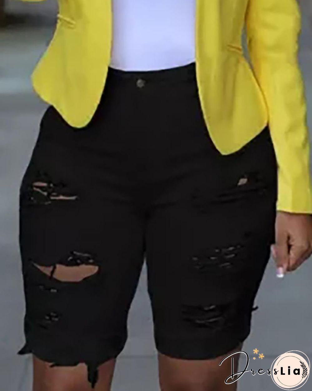 Ripped Cutout Casual Denim Shorts