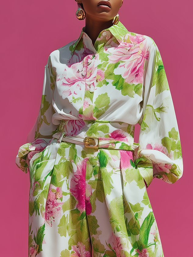 Urban Floral Printing Shirt Collar Shirt mysite idetrend