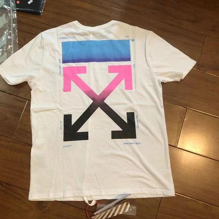 Off White T Shirt Summer Gradient Color Arrow Print Short Sleeve Tshirt Owt