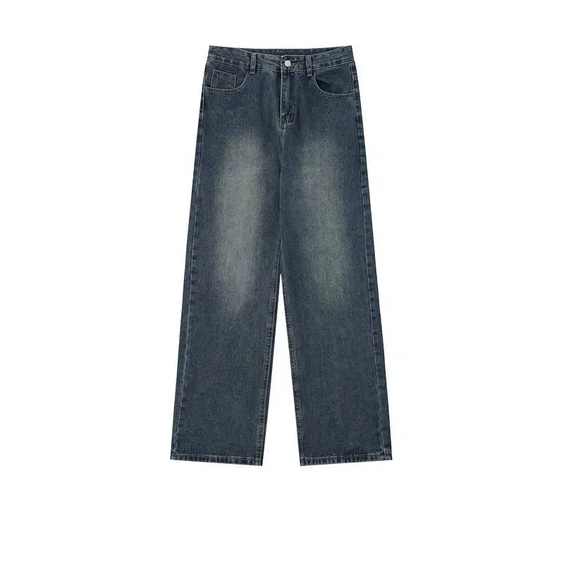 Aonga Basic Washed Wide-leg Versatile Jeans