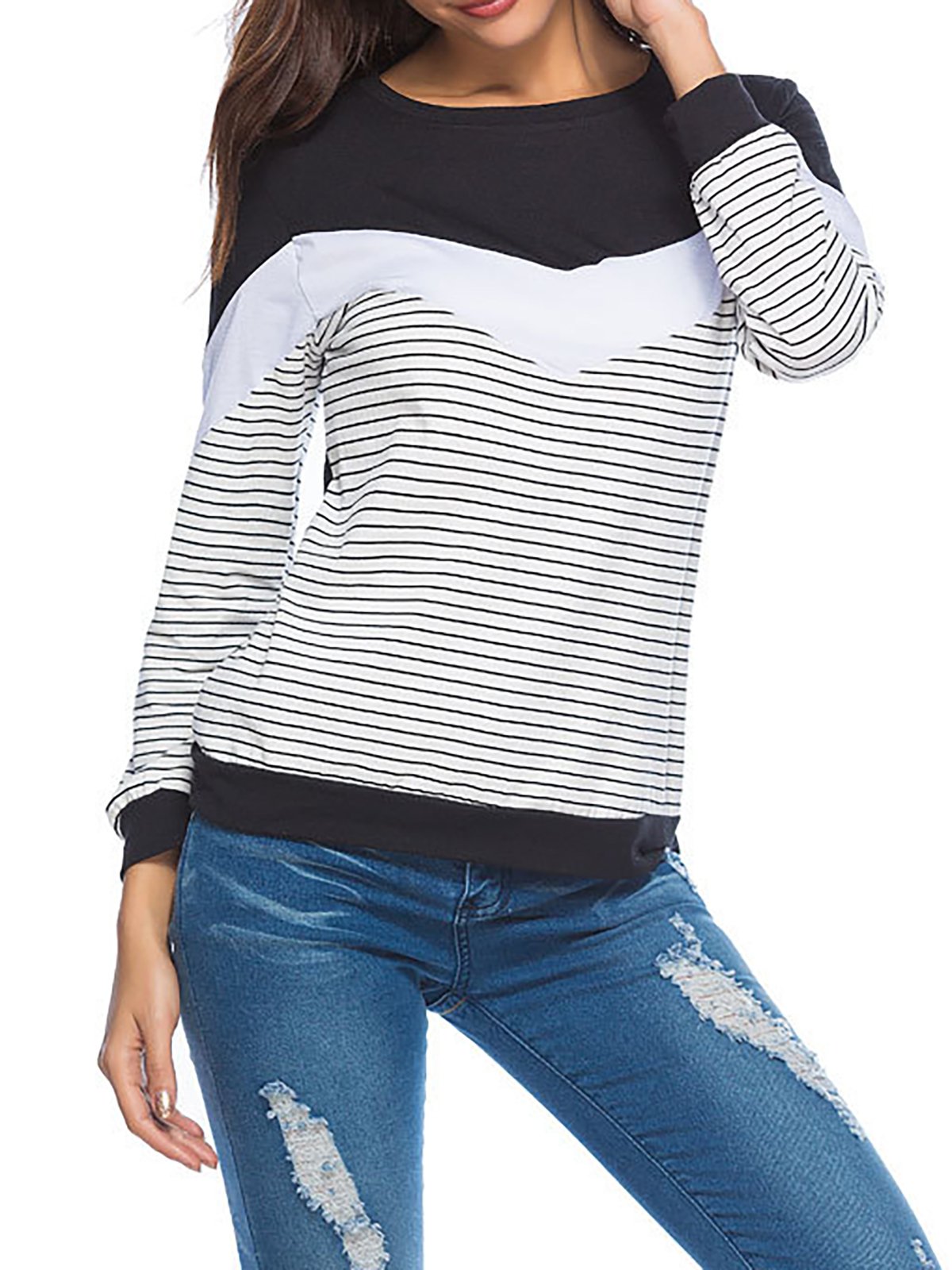 Polyester Casual Patchwork T-Shirt