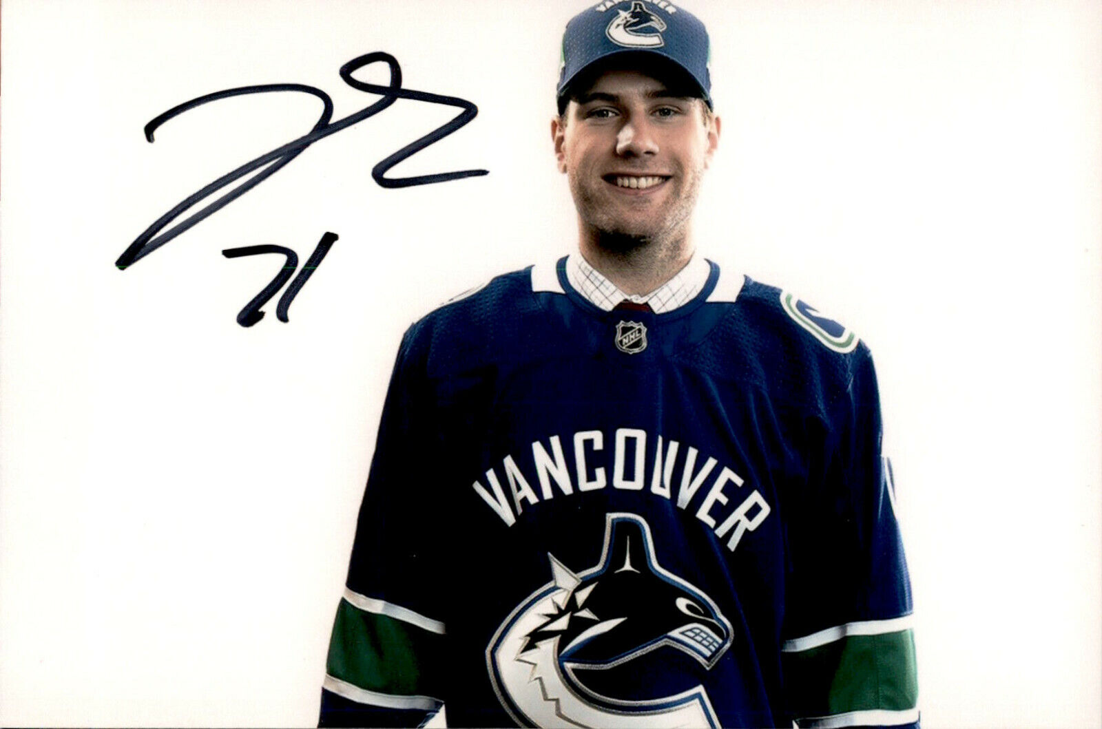 Jonah Gadjovich SIGNED 4x6 Photo Poster painting VANCOUVER CANUCKS / SAN JOSE SHARKS