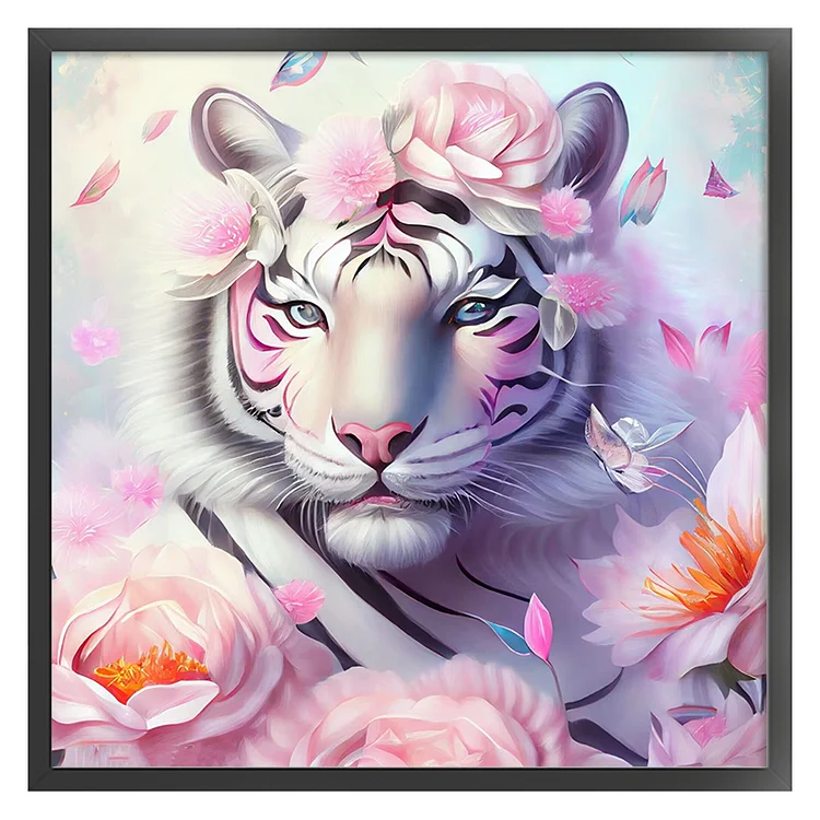 White Tiger Flowers - 11CT Stamped Cross Stitch(50*60cm)