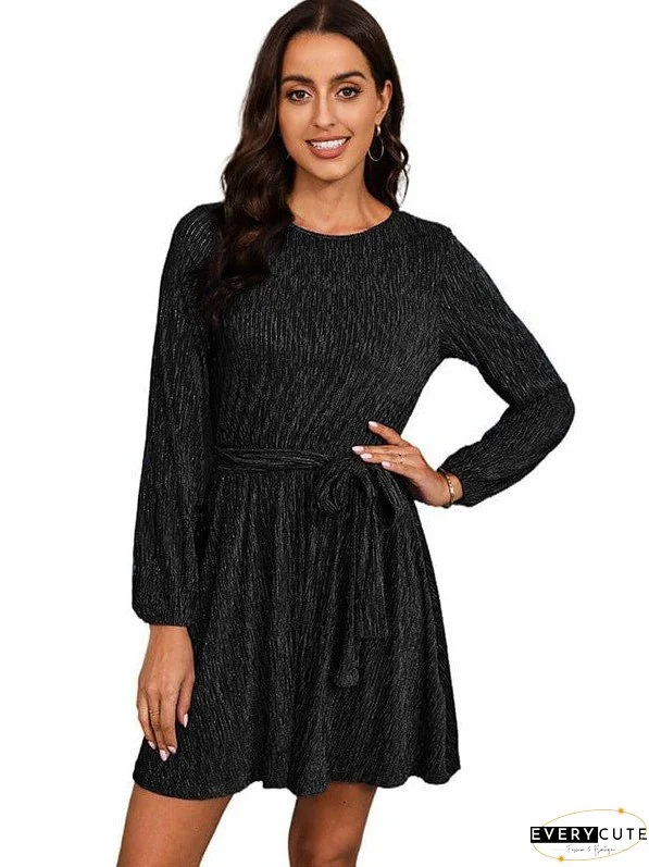 Women'S Chic Long Sleeve Puff Skirt Dress