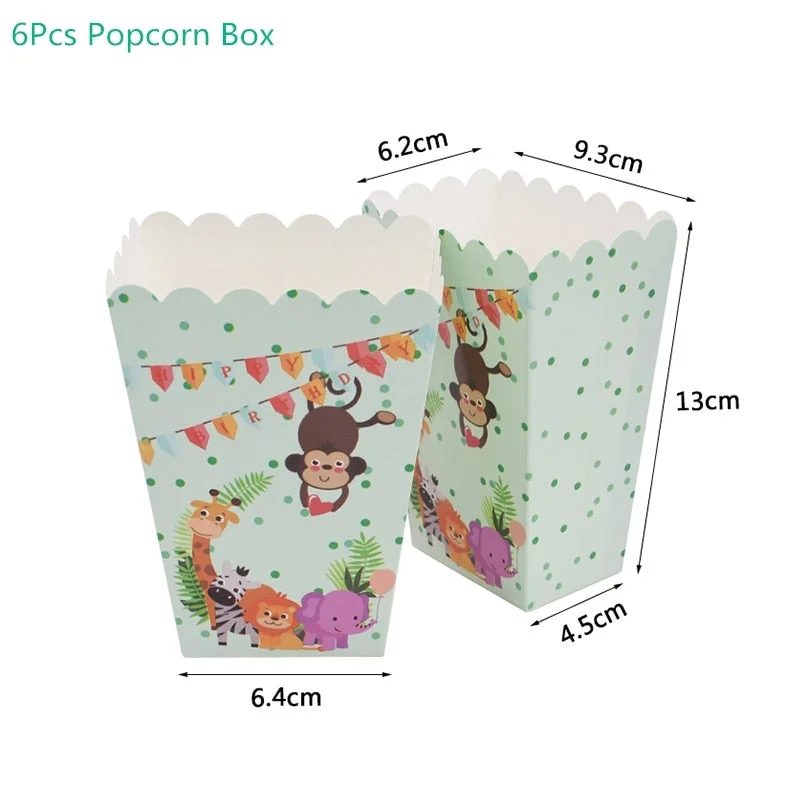 Safari Party Cartoon Animal Disposable Tableware Paper Cup Plate Tablecloth Kids Birthday Party Decoration Jungle Party Supplies