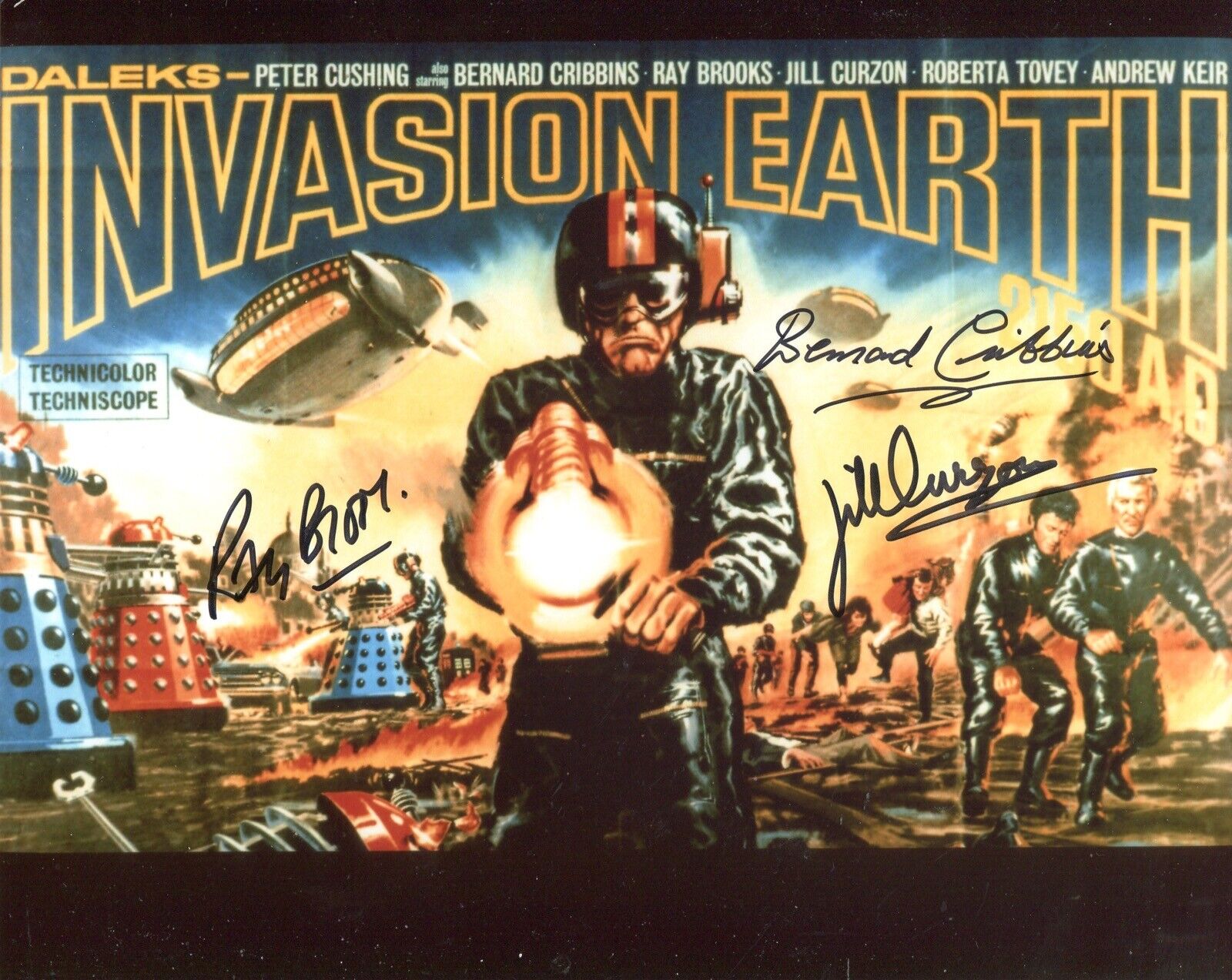 DALEKS INVASION EARTH three of Cast signed 8x10 Doctor Who Photo Poster painting - UACC DEALER