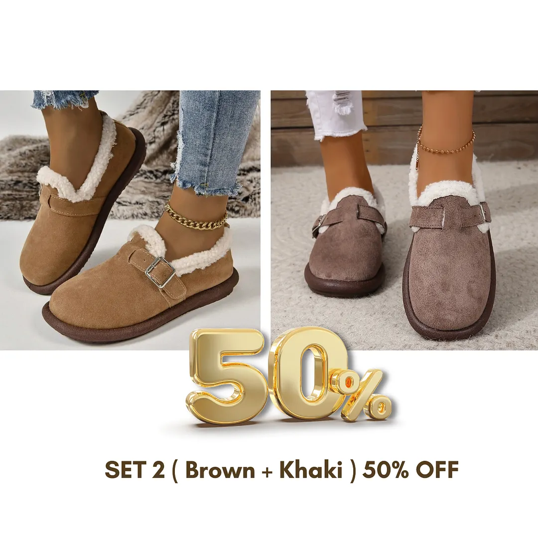 🔥LAST DAY 50% OFF -WOMEN'S PLUSH ROUND TOE SLIP-ON FLATS-BUY 2 FREE SHIPPING