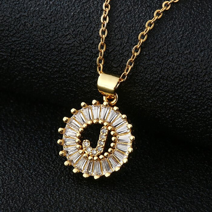 Initial Pendant Necklace with Cubic Zirconia