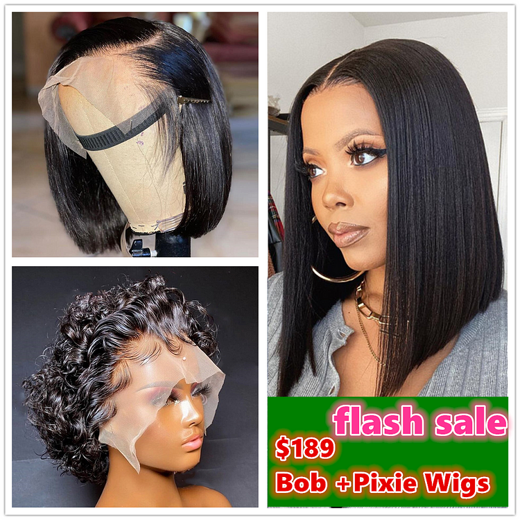 Flash Sale! Only $189! 12" Bob Lace Wigs + Pixie Wig