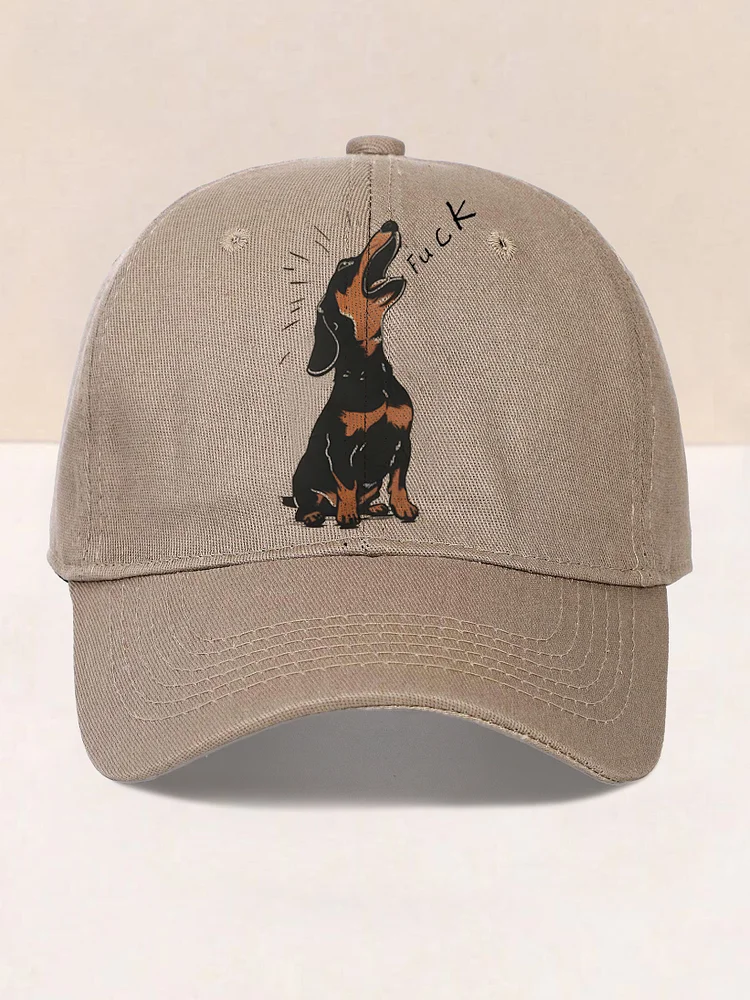 Men's Dachshund Barking Art Print Casual Hats